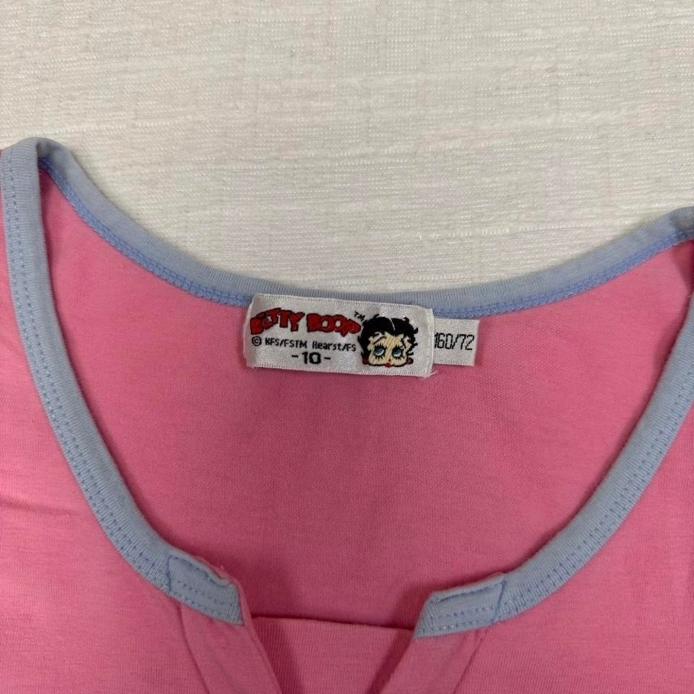 Y2K Betty Boop Cheerleader Tank Pink Ruched McBling Top Womens S sporty workout - Picture 7 of 8